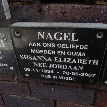 NAGEL Susanna Elizabeth nee JORDAAN 1934-2007