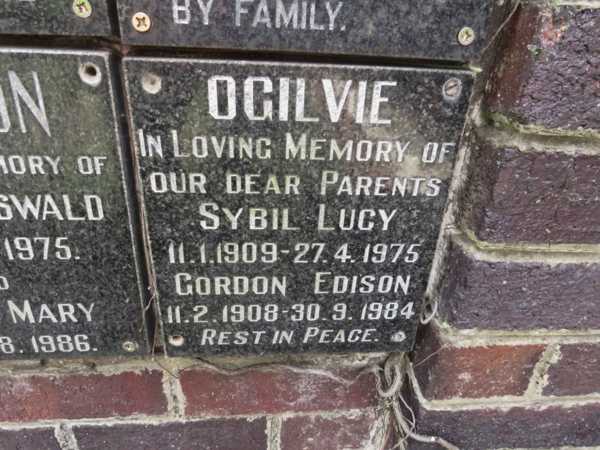 OGILVIE Gordon Edison 1908-1984 &amp; Sybil Lucy 1909-1975