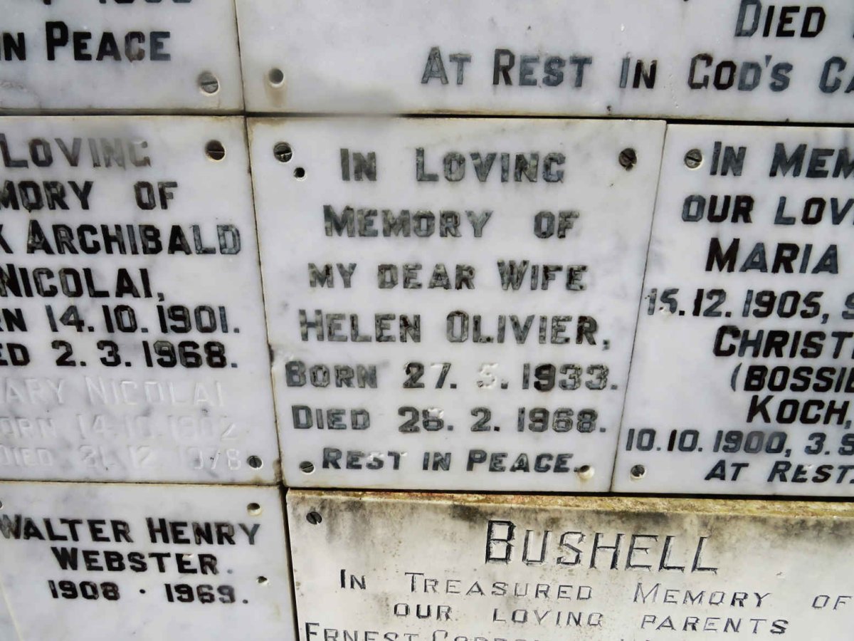 OLIVIER Helen 1933-1968