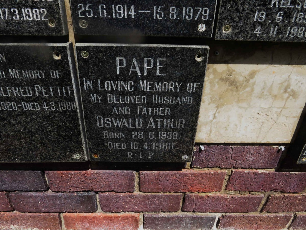 PAPE Oswald Athur 1938-1980