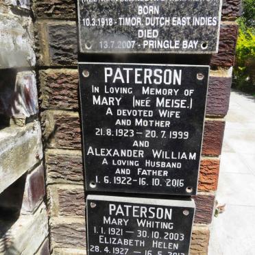 PATERSON Alexander William 1922-2016 &amp; Mary MEISE 1923-1999