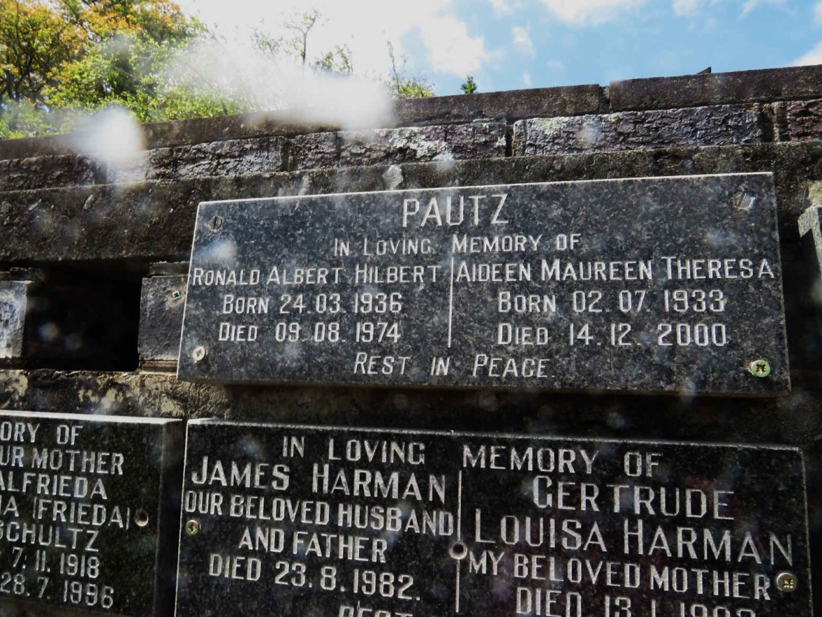 PAUTZ Ronald Albert Hilbert 1936-1974 &amp; Aideen Maureen Theresa 1933-2000