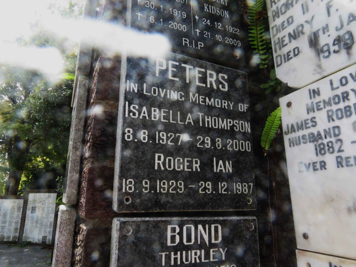 PETERS Roger Ian 1929-1987 &amp; Isabella Thompson 1927-2000