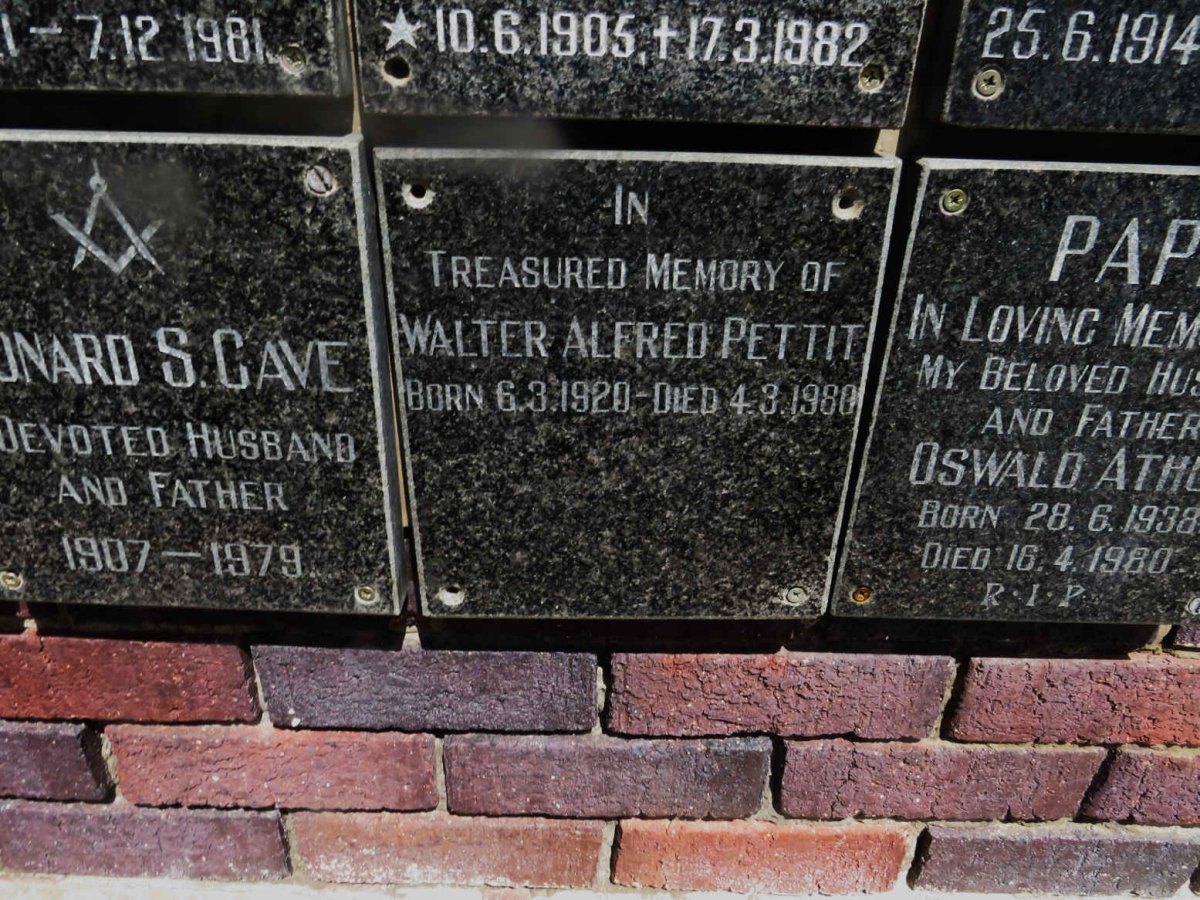 PETTIT Walter Alfred 1920-1980
