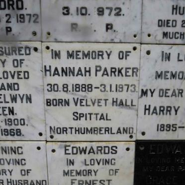 PARKER Hannah 1888-1973
