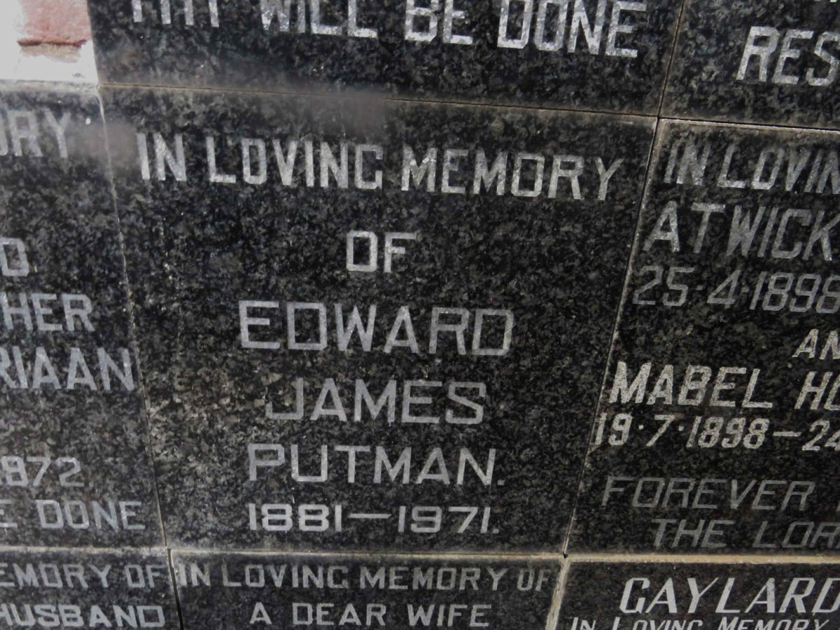 PUTMAN Edward James 1881-1971