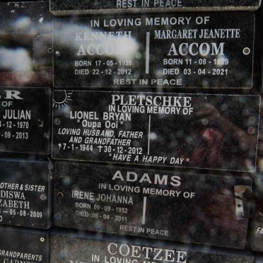 PLETSCHKE Lionel Bryan 1944-2012