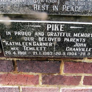 PIKE John Granville 1904-1983 &amp; Kathleen Garner TEMLETT 1901-1983