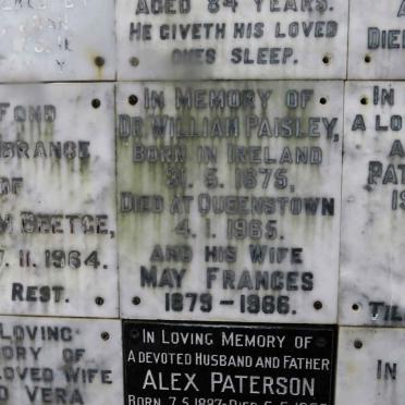 PAISLEY William 1875-1965 &amp; May Frances 1879-1966