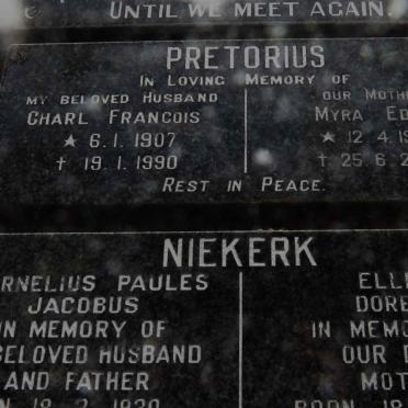 PRETORIUS Charl Francois 1907-1990 &amp; Myra Edith 1925-2002