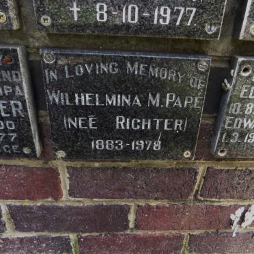 PAPE Wilhelmina M. nee RICHTER 1883-1978