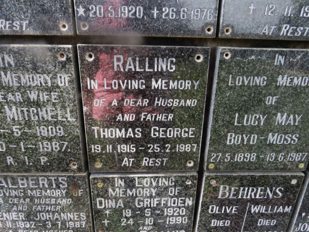 RALLING Thomas George 1915-1987