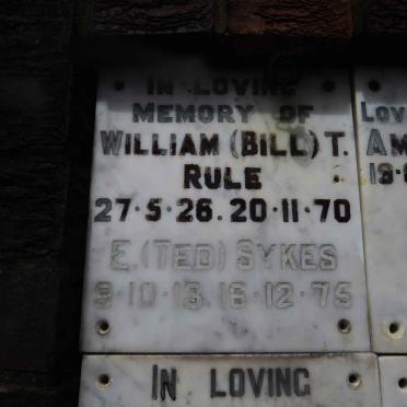 RULE William T. 1926-1970 :: SYKES E. 1913-1975