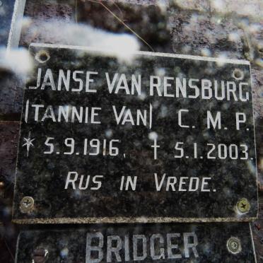 RENSBURG C.M.P., Janse van 1916-2003