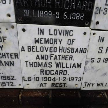 RIDGARD Thomas William 1904-1973