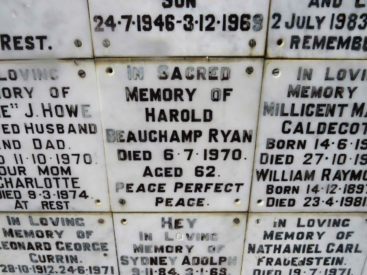 RYAN Harold Beauchamp -1970