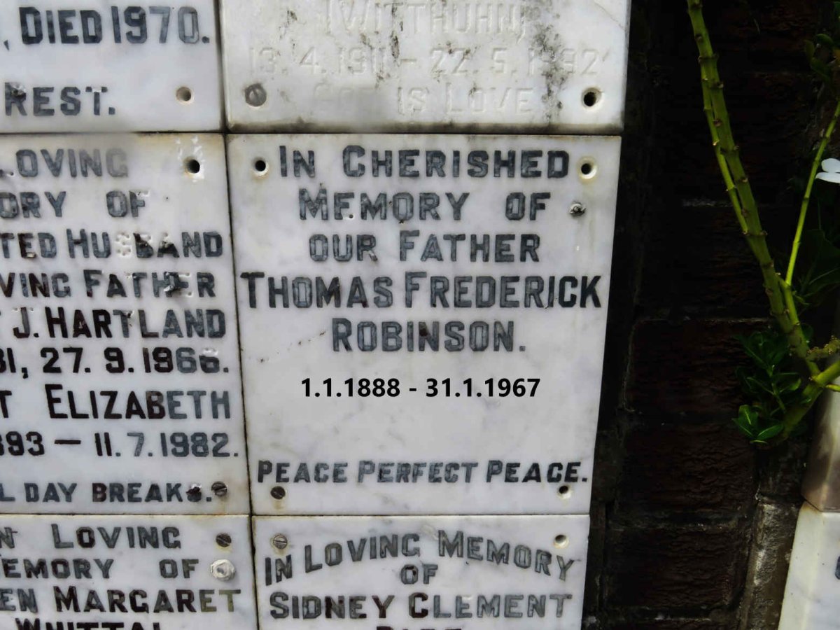 ROBINSON Thomas Frederick 1888-1967