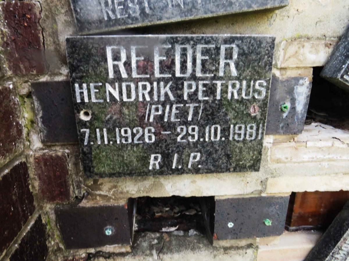 REEDER Hendrik Petrus 1926-1981
