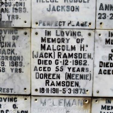 RAMSDEN Malcolm H. -1962 &amp; Doreen 1911-1973