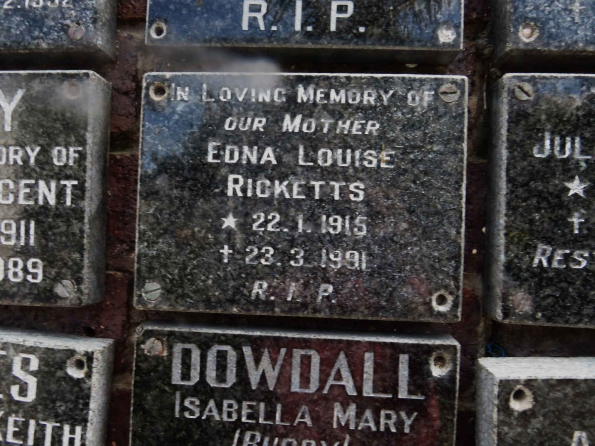 RICKETTS Edna Louise 1915-1991