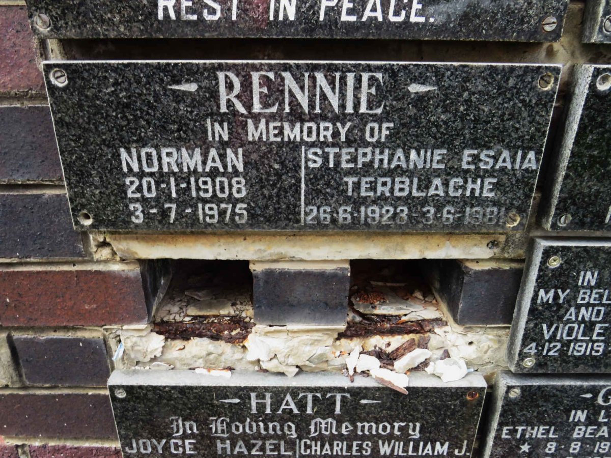 RENNIE Norman 1908-1975 &amp; Stephanie Esaia Terblanche 1923-1981