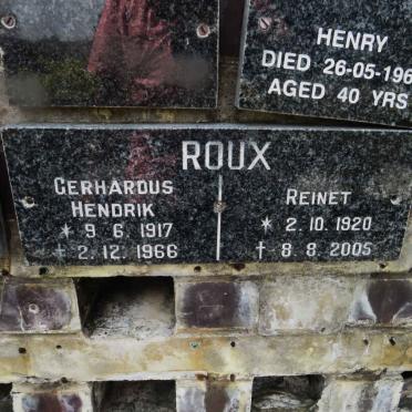 ROUX Gerhardus Hendrik 1917-1966 &amp; Reinet 1920-2005