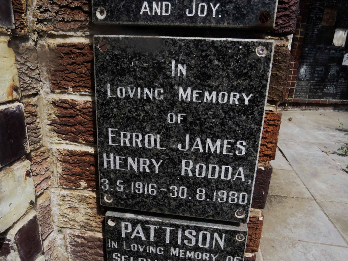 RODDA Errol James Henry 1916-1980