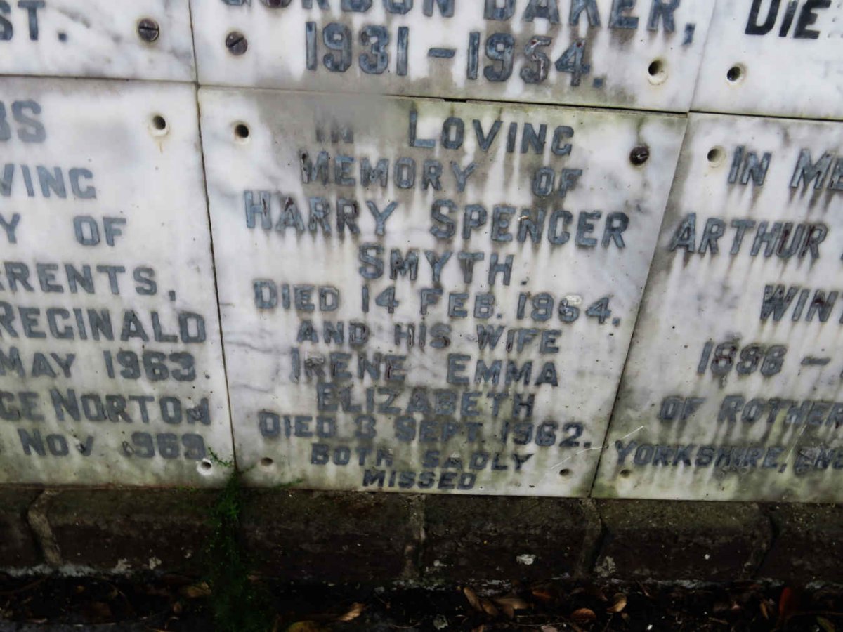 SMYTH Harry Spencer -1964 &amp; Irene Emma Elizabeth -1962