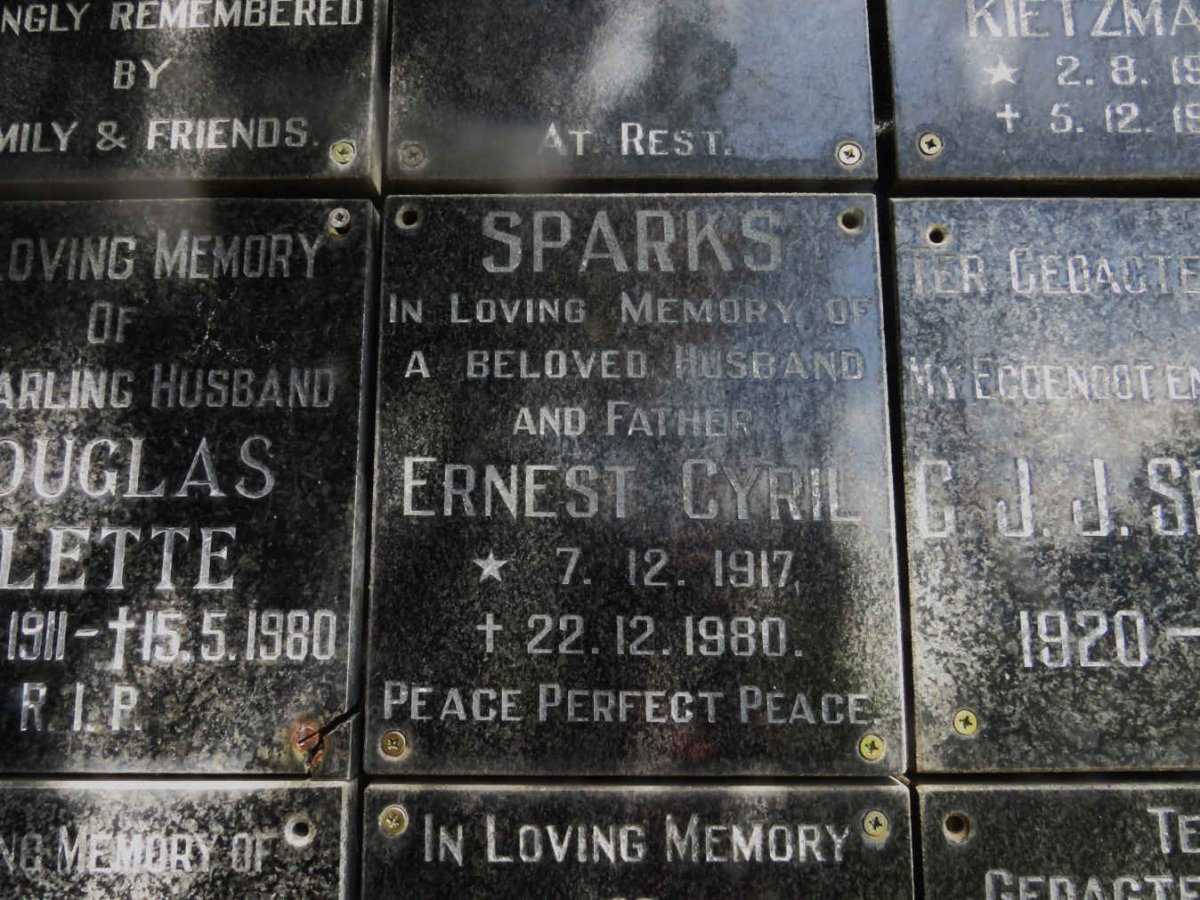 SPARKS Ernest Cyril 1917-1980
