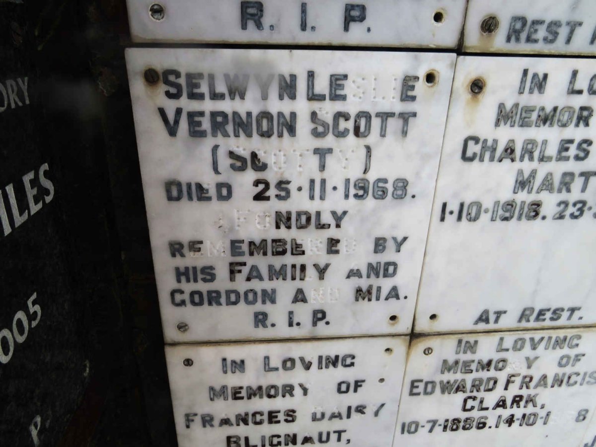 SCOTT Selwyn Leslie Vernon -1968