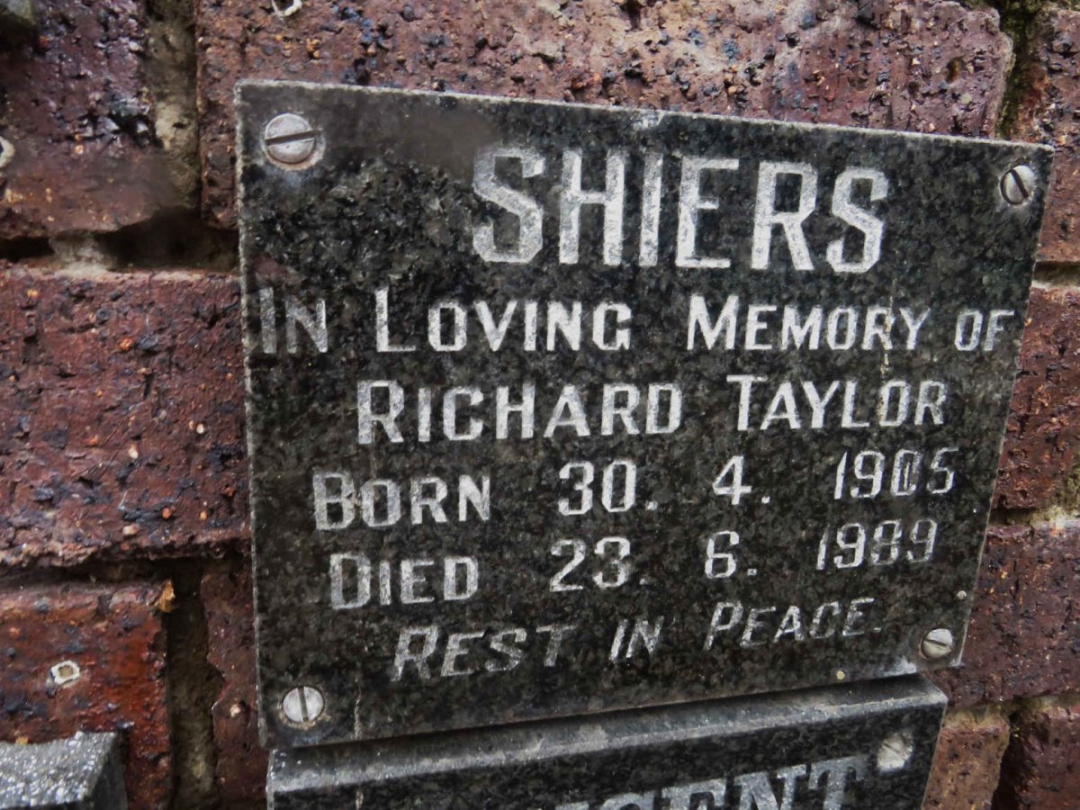 SHIERS Richard Taylor 1905-1989
