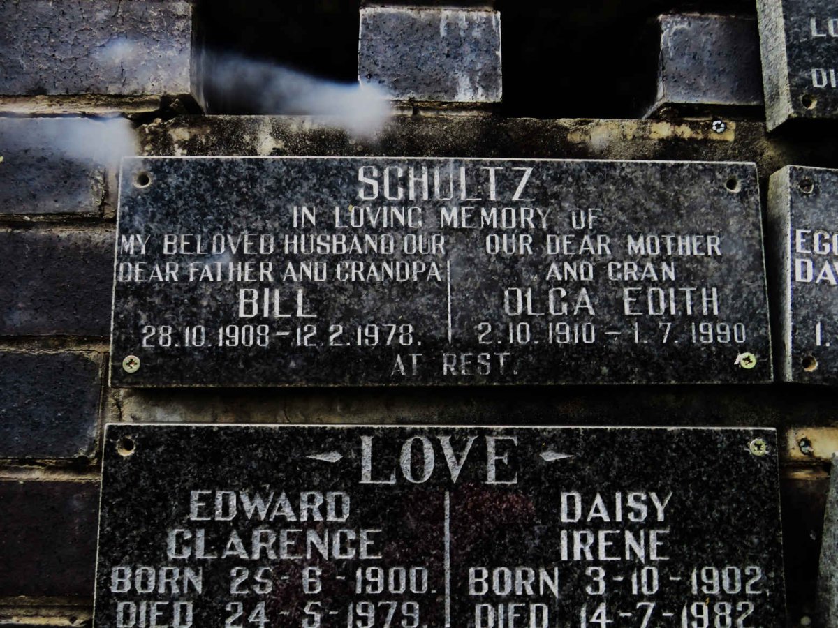 SCHULTZ Bill 1909-1978 &amp; Olga Edith 1910-1990