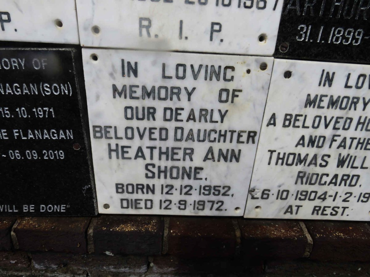 SHONE Heather Ann 1952-1972