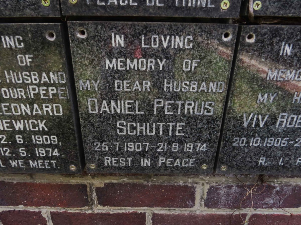 SCHUTTE Daniel Petrus 1907-1974
