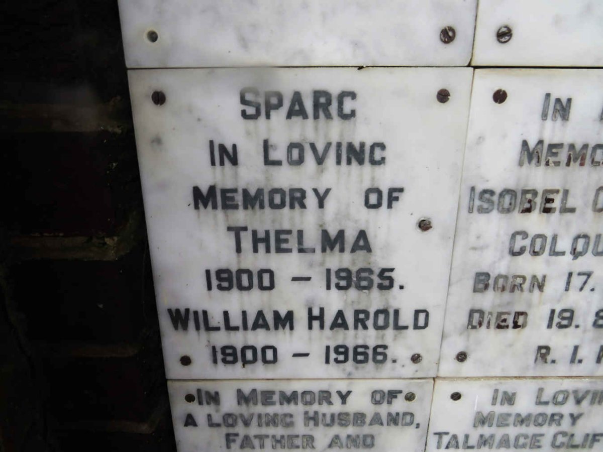 SPARG William Harold 1900-1966 &amp; Thelma 1900-1965