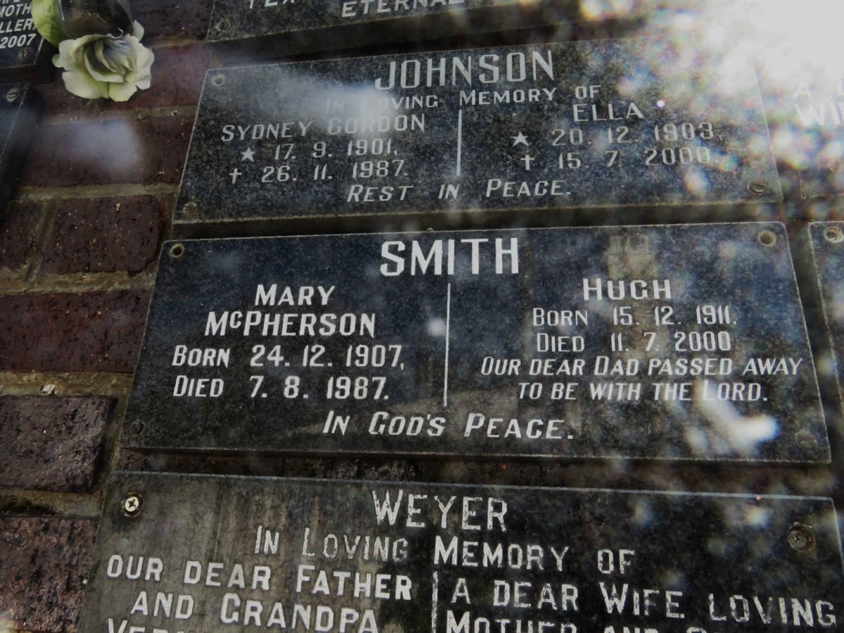 SMITH Hugh 1911-2000 &amp; Mary MCPHERSON 1907-1987