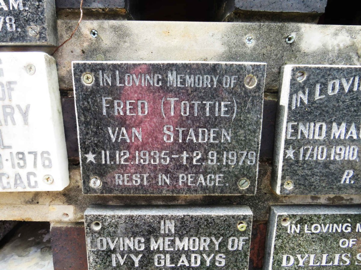 STADEN Fred, van 1935-1979