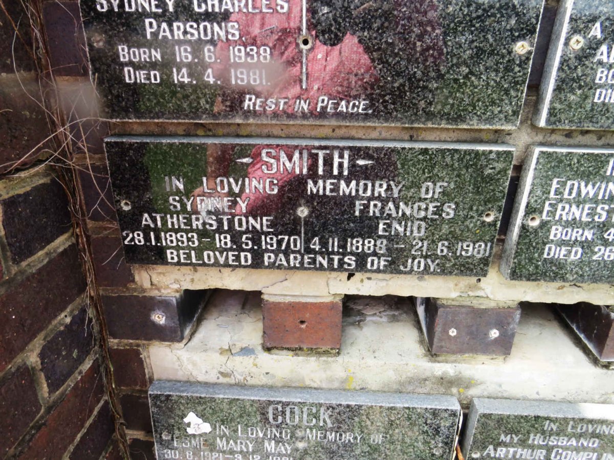 SMITH Sydney Atherstone 1893-1970 &amp; Frances Enid 1888-1981