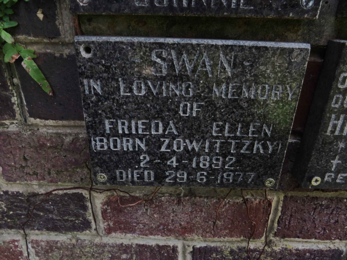 SWAN Frieda Ellen nee ZOWITTZKY 1892-1977