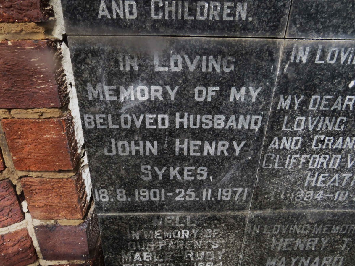 SYKES John Henry 1901-1971