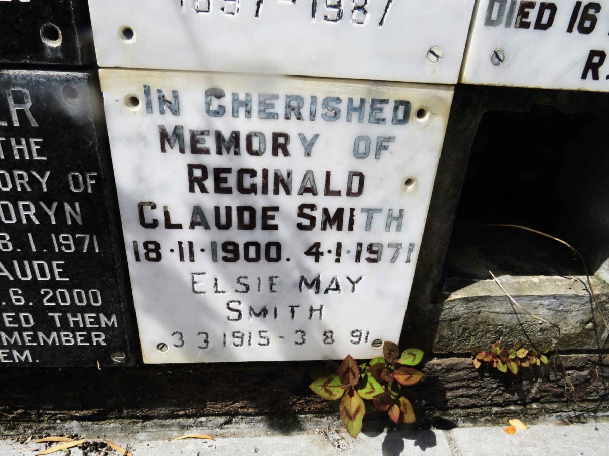SMITH Reginald Claude 1900-1971 &amp; Elsie May 1915-1991
