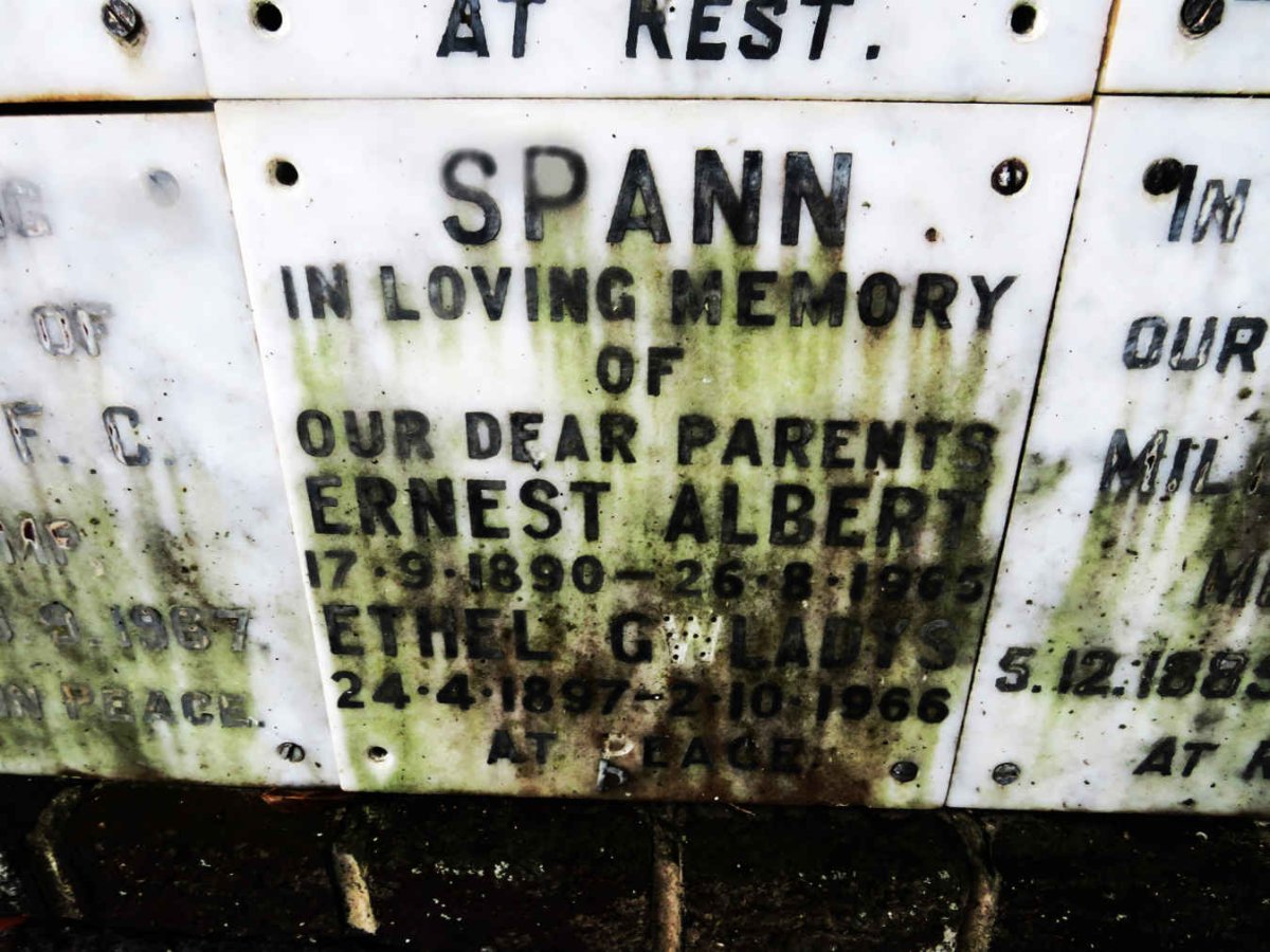 SPANN Ernest Albert 1890-1965 &amp; Ethel Gwladys 1897-1966
