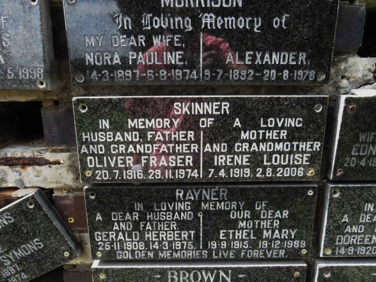 SKINNER Oliver Fraser 1916-1974 &amp; Irene Louise 1919-2006