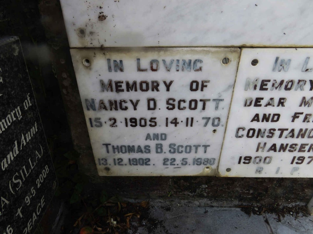 SCOTT Thomas B. 1902-1980 &amp; Nancy D. 1905-1970