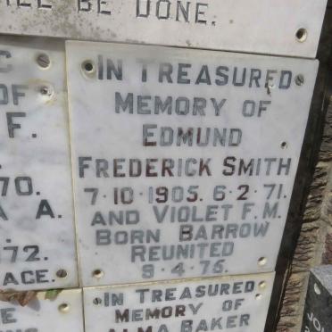 SMITH Frederick 1905-1971 &amp; Violet F.M. BARROW -1975