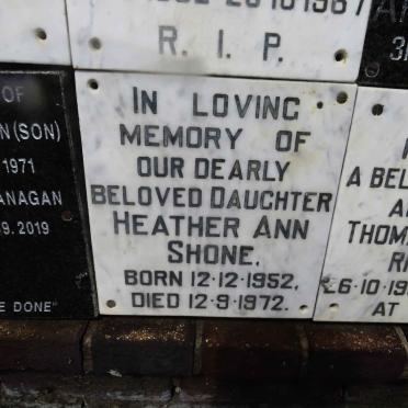 SHONE Heather Ann 1952-1972