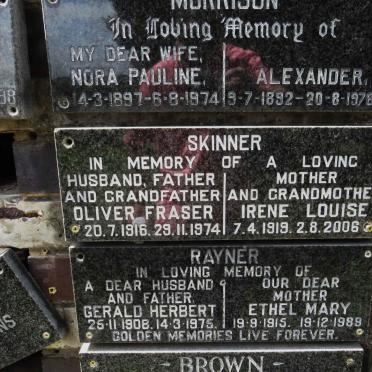 SKINNER Oliver Fraser 1916-1974 &amp; Irene Louise 1919-2006