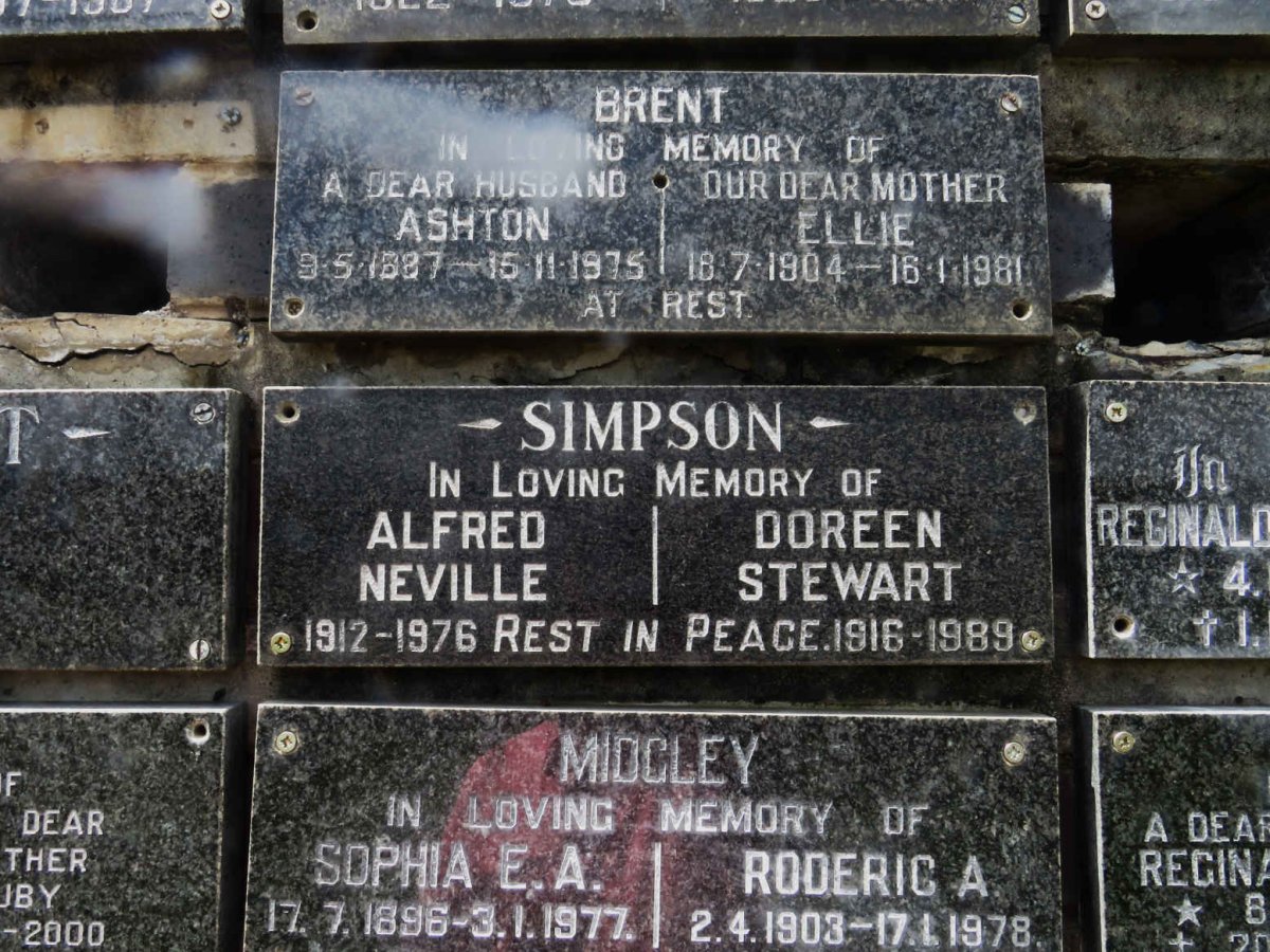 SIMPSON Alfred Neville 1912-1976 &amp; Doreen Stewart 1916-1989