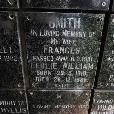 SMITH Leslie William 1910-1985 &amp; Francis -1981