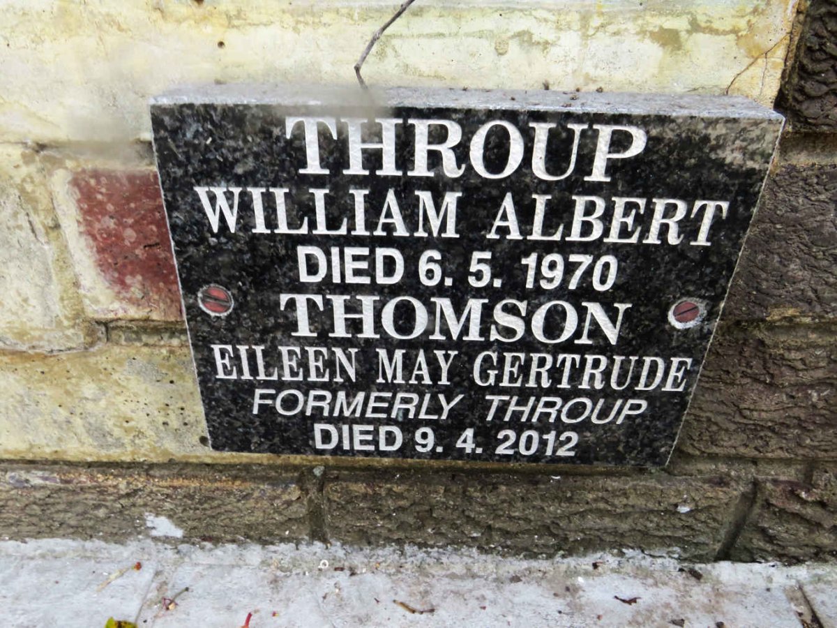 THROUP William Albert -1970 :: THOMSON Eileen May Gertrude formerly THROUP -2012